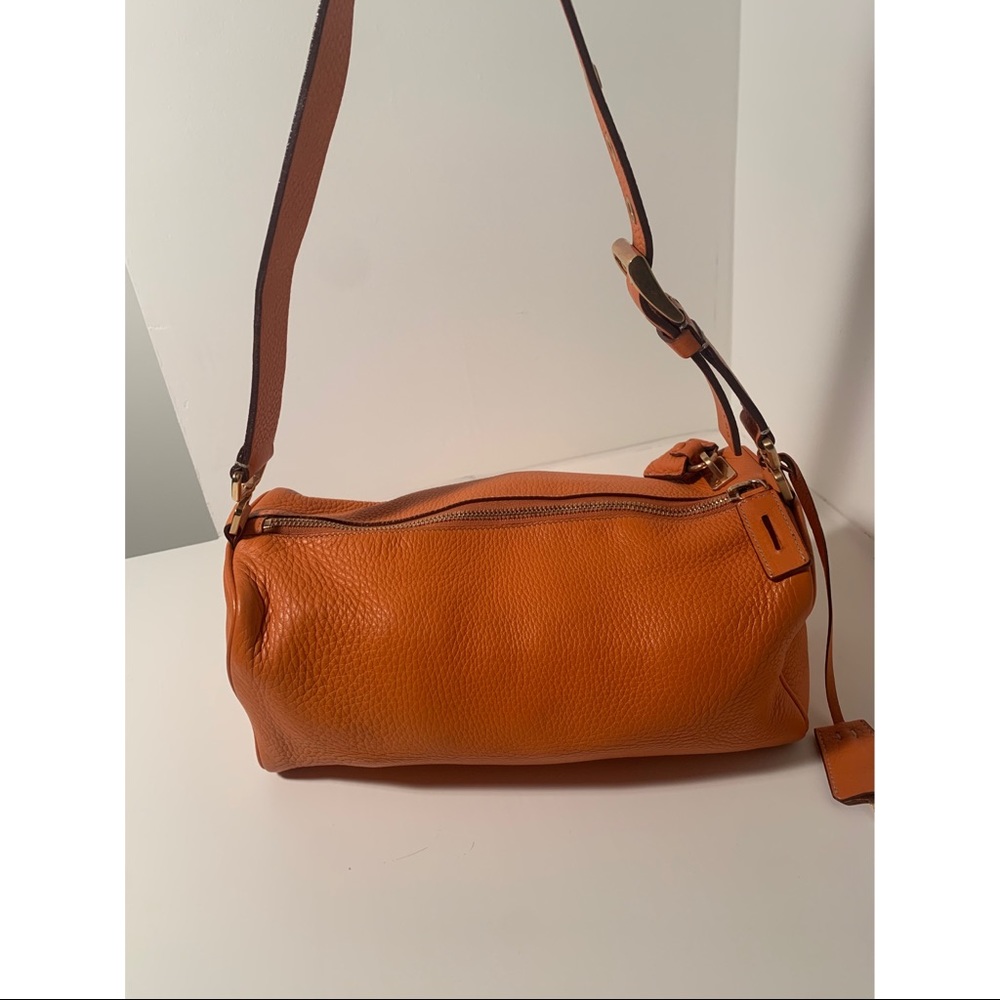 Prada orange over the shoulder purse